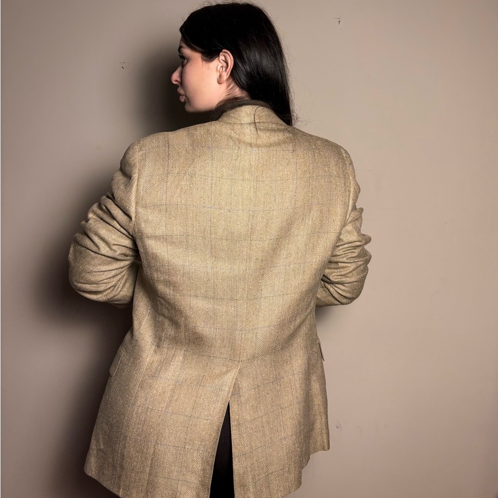 Vintage Polo University Club Ralph Lauren Wool Blazer Made USA Herringbone 46R - Picture 3 of 12